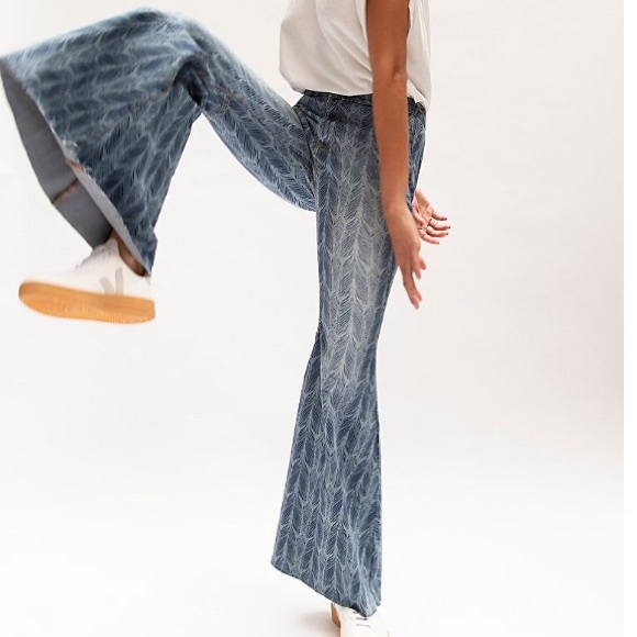 Free People Just Float On Printed Flare Jeans - Picture 2 of 8